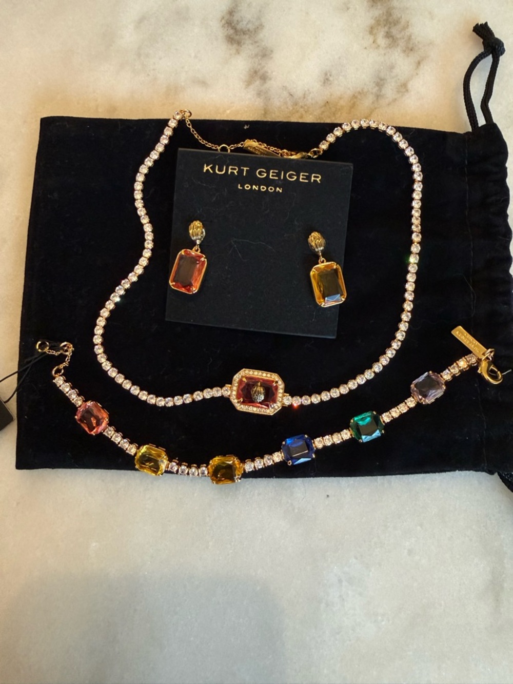 Kurt Geiger Multicolor Necklace l, Bracelet and Earring Set- GORGEOUS SET
